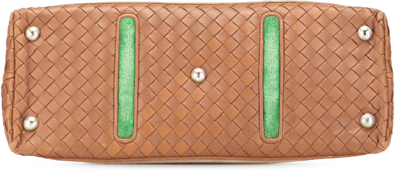 Bottega Veneta Velvet Trimmed Nappa Intrecciato Frame Bag Bruin