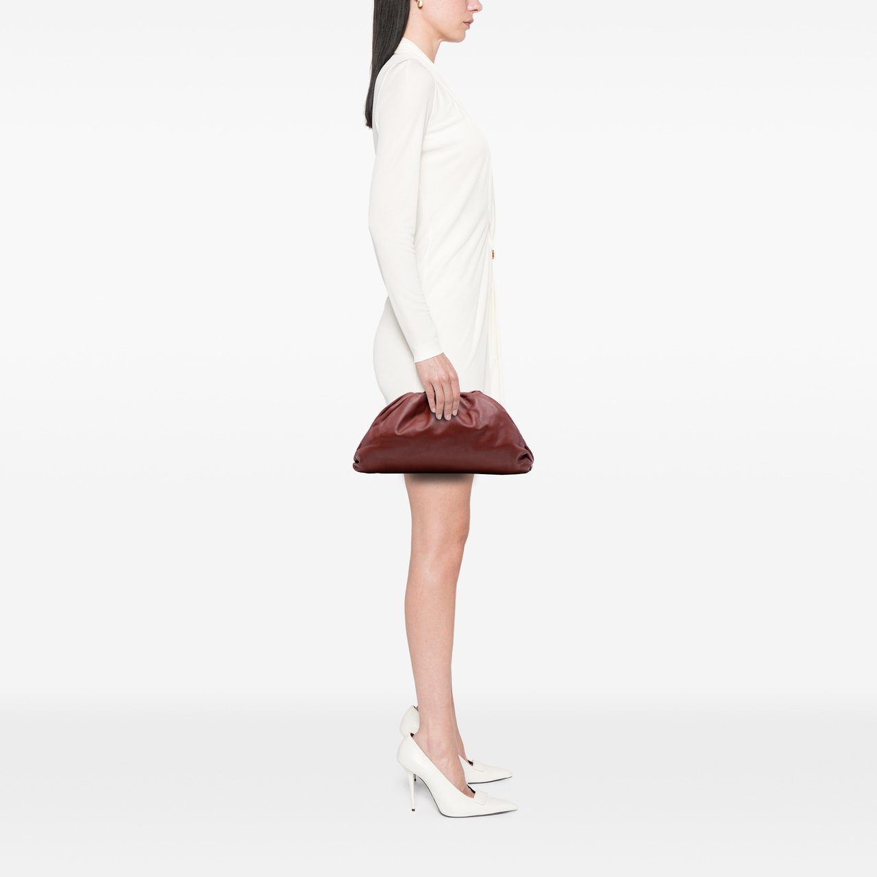 Bottega Veneta Teen Lambskin Pouch Rood
