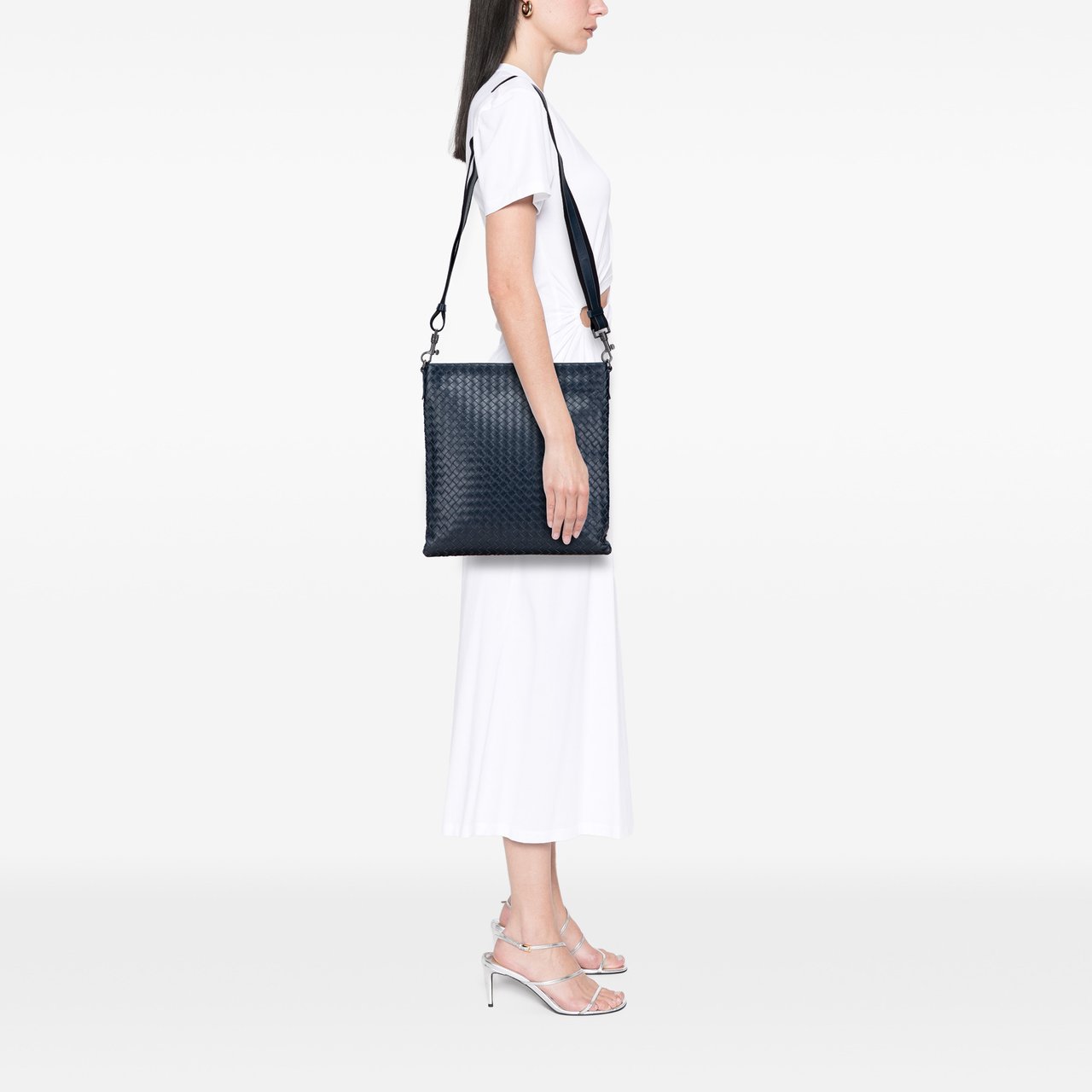 Bottega Veneta Nappa Intrecciato VN Crossbody Blauw