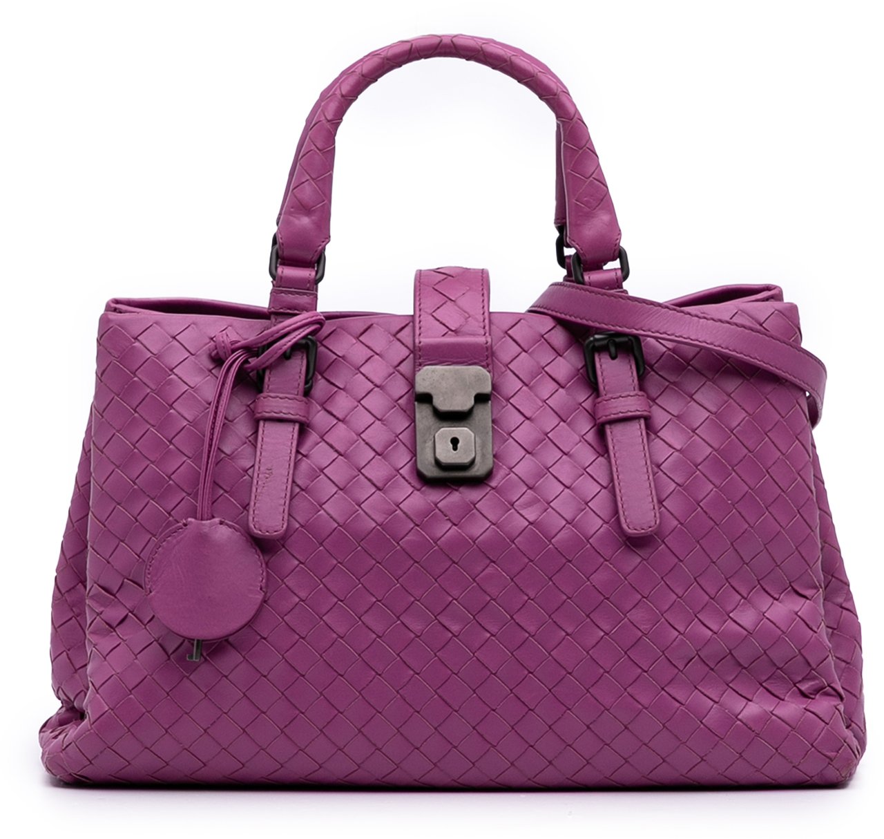 Bottega Veneta Small Nappa Intrecciato Roma Satchel Paars