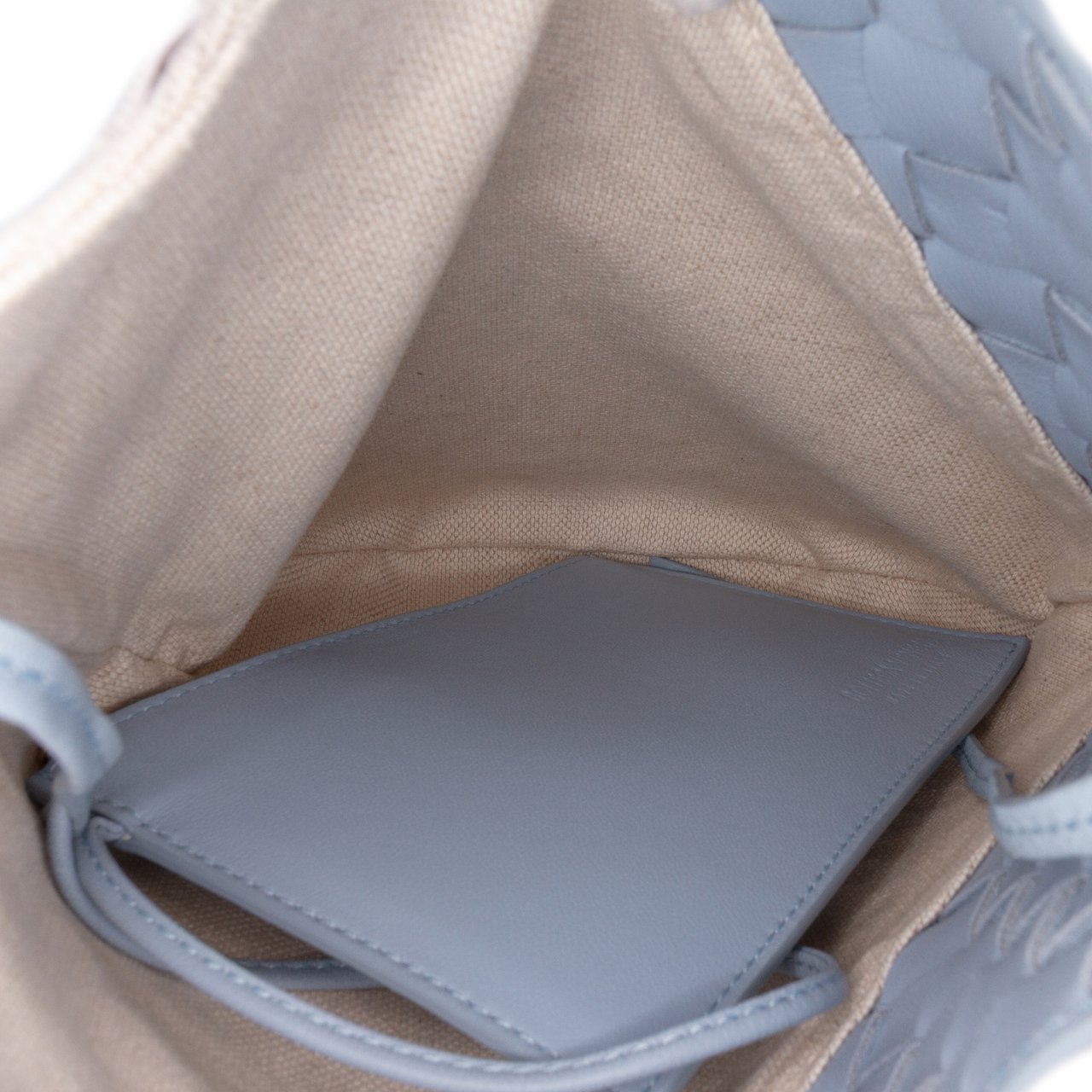 Bottega Veneta Small Nappa and Canvas Intrecciato Solstice Shoulder Bag Blauw