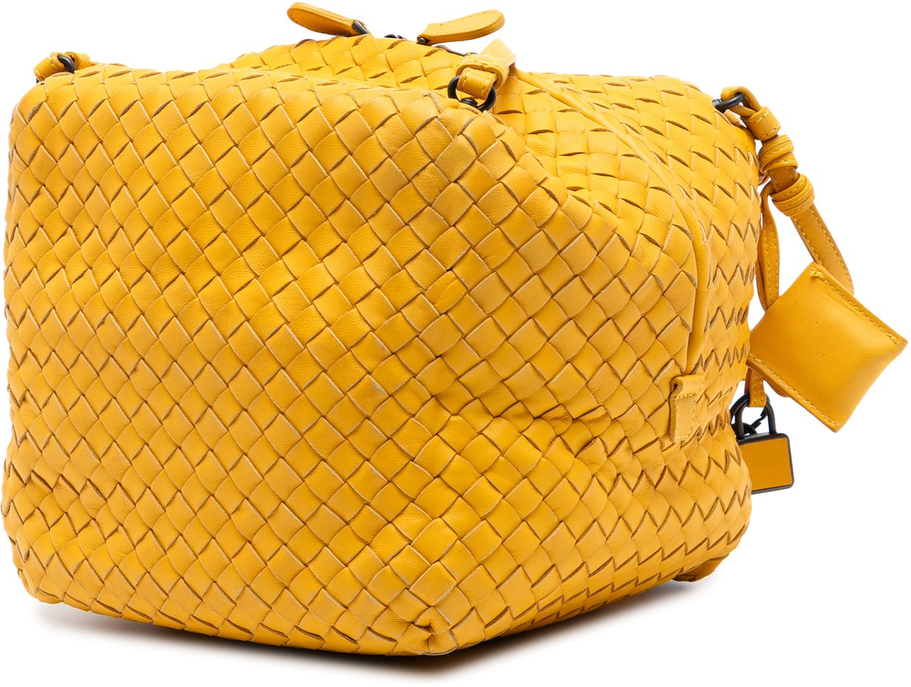 Bottega Veneta Nappa Intrecciato Cube Crossbody Geel