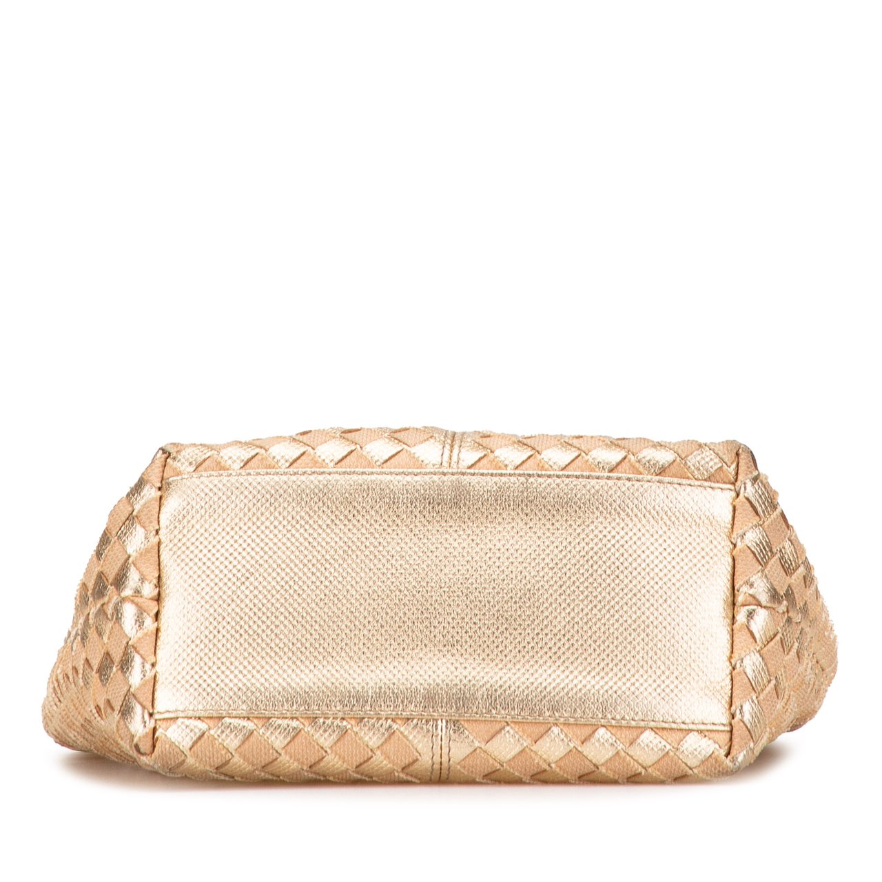 Bottega Veneta Calfskin Intrecciato Grommet Handbag Goud