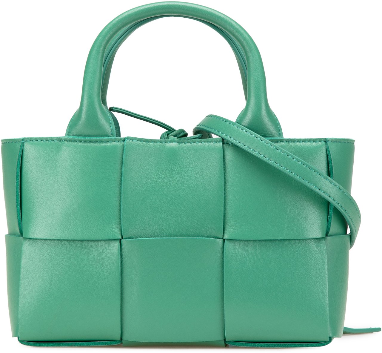 Bottega Veneta Candy Lambskin Intreccio Arco Tote Groen