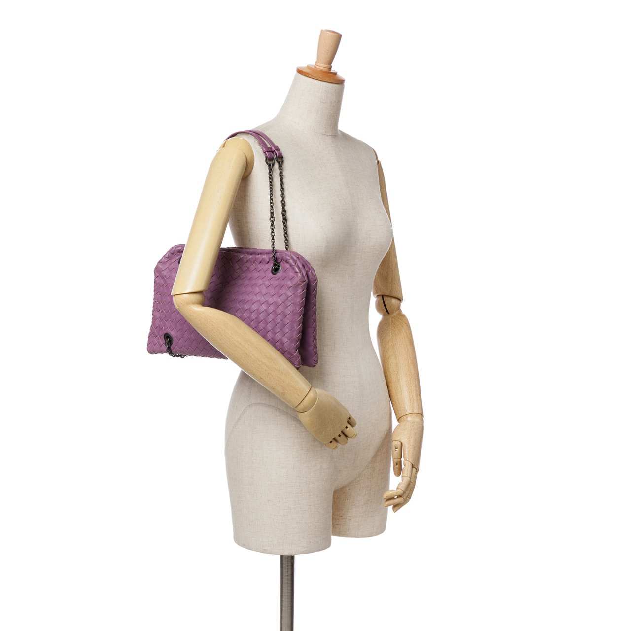 Bottega Veneta Nappa Intrecciato Duo Shoulder Bag Paars