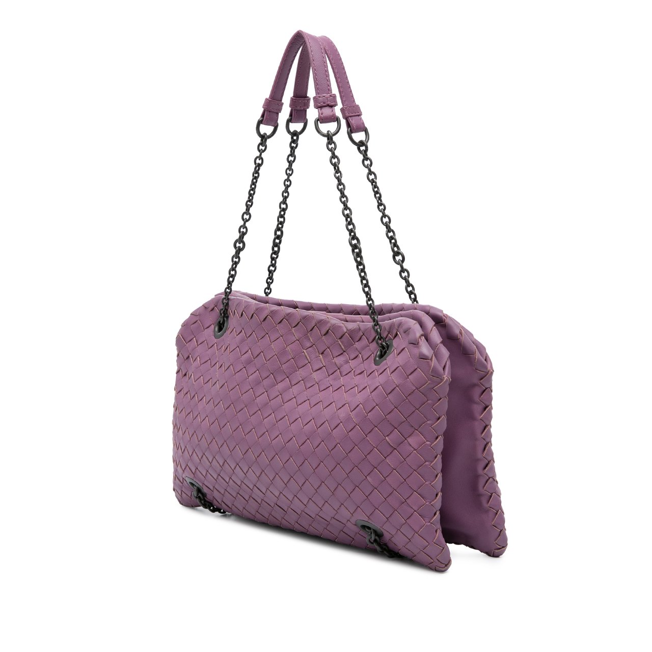 Bottega Veneta Nappa Intrecciato Duo Shoulder Bag Paars
