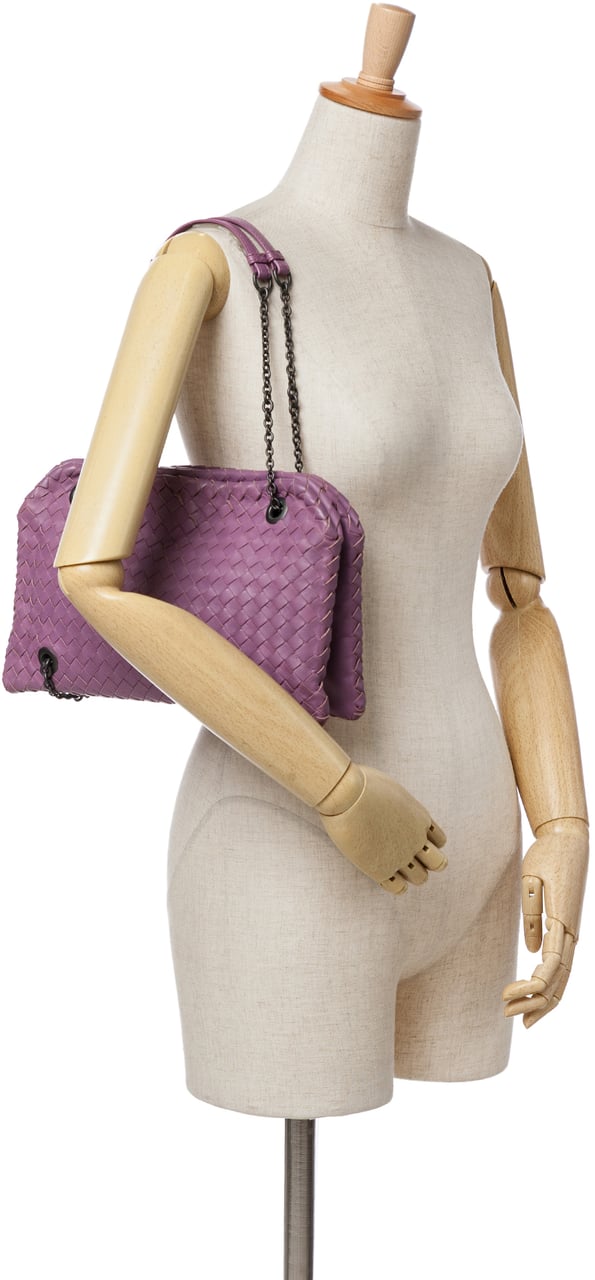 Bottega Veneta Nappa Intrecciato Duo Shoulder Bag Paars