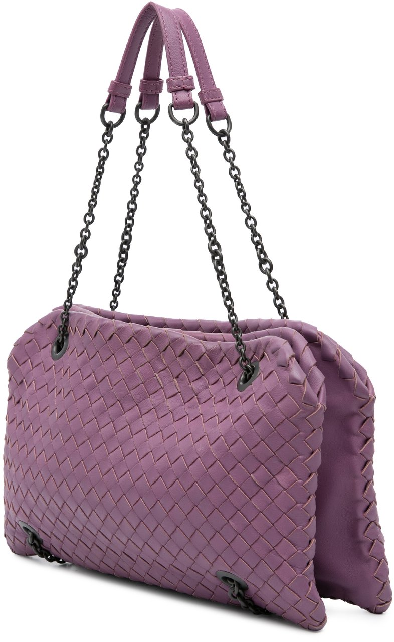 Bottega Veneta Nappa Intrecciato Duo Shoulder Bag Paars
