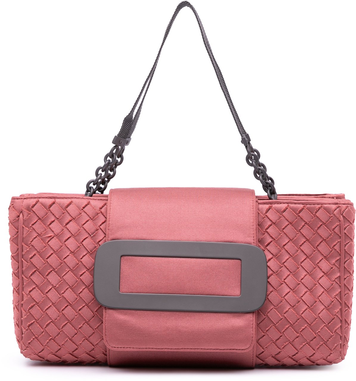 Bottega Veneta Canvas Intrecciato Buckle Flap Handbag Roze