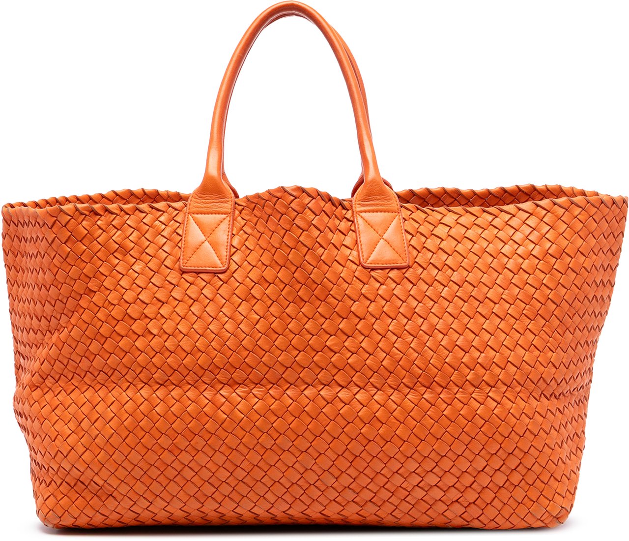 Bottega Veneta Large Lambskin Intreccio Cabat Tote Oranje