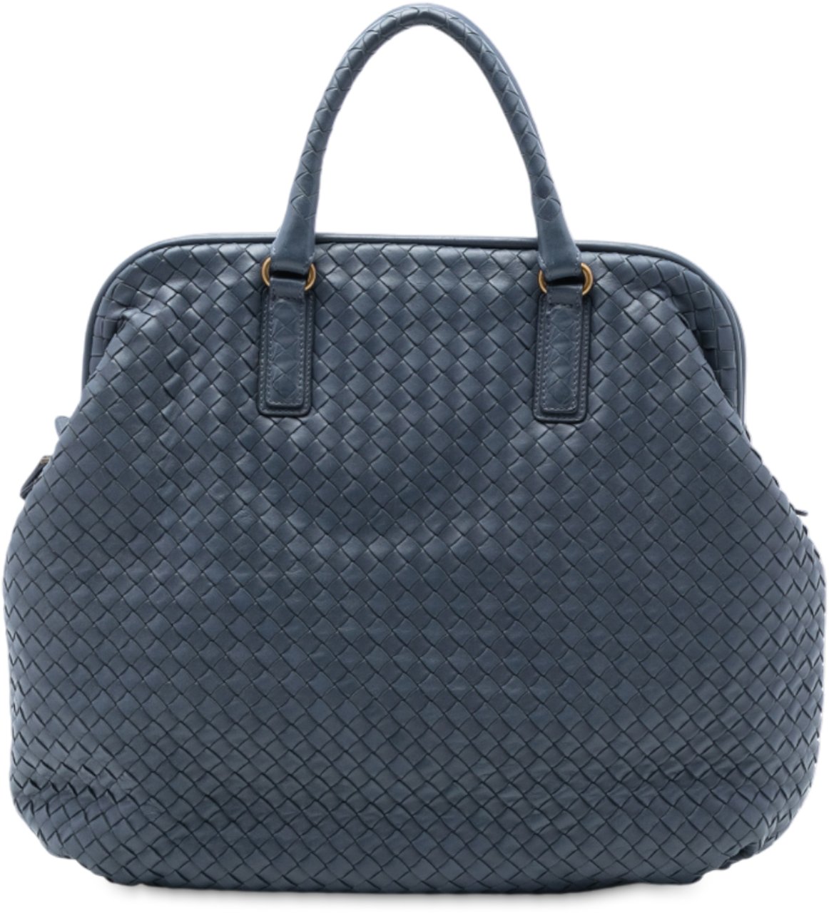 Bottega Veneta Nappa Intrecciato Frame Top Handle Bag Blauw