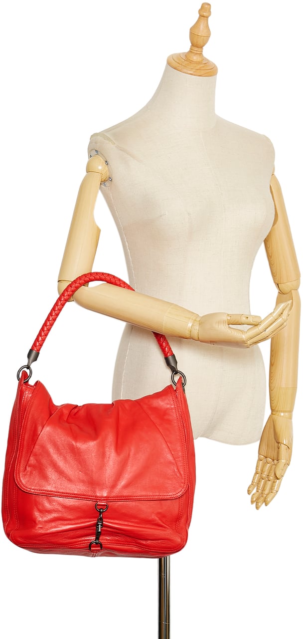 Bottega Veneta Intrecciato Trim Handbag Rood
