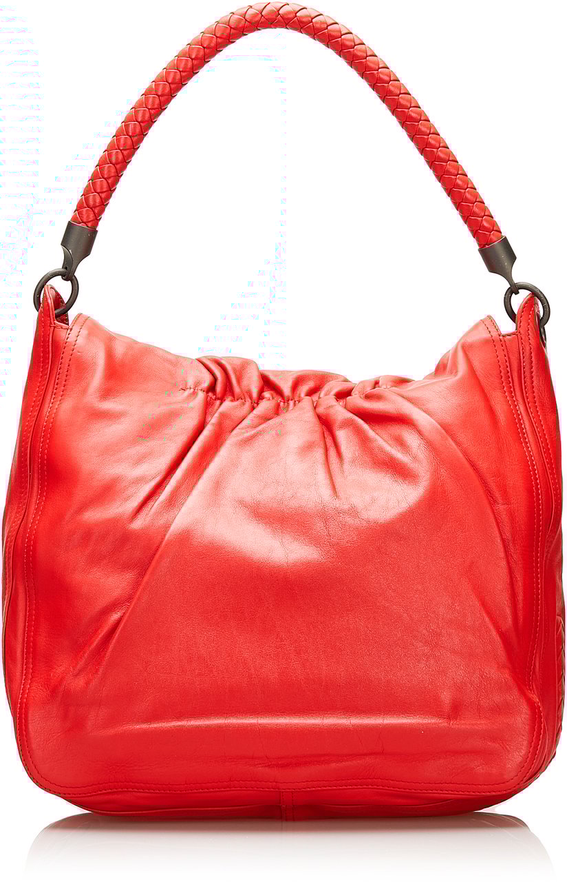 Bottega Veneta Intrecciato Trim Handbag Rood
