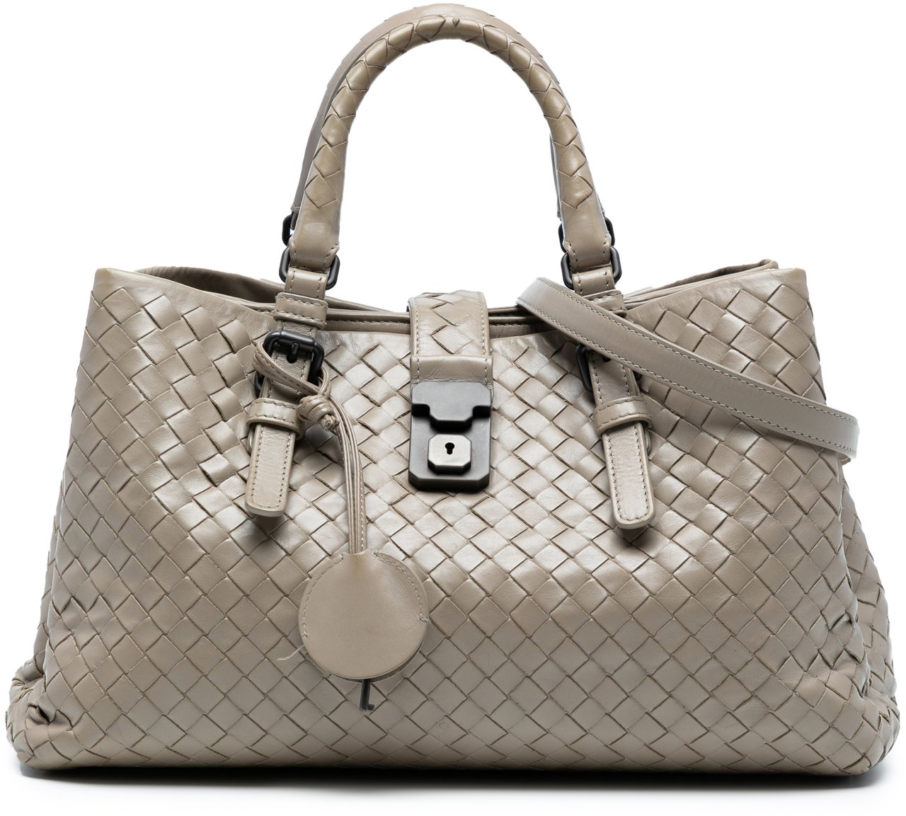 Bottega Veneta Small Nappa Intrecciato Roma Satchel Grijs