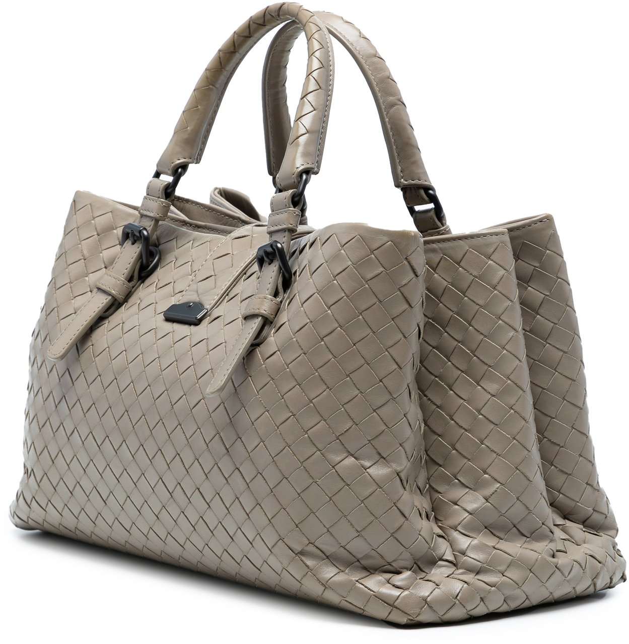 Bottega Veneta Small Nappa Intrecciato Roma Satchel Grijs