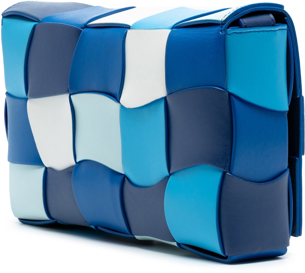 Bottega Veneta Nappa Intrecciato Wavy Cassette Crossbody Blauw
