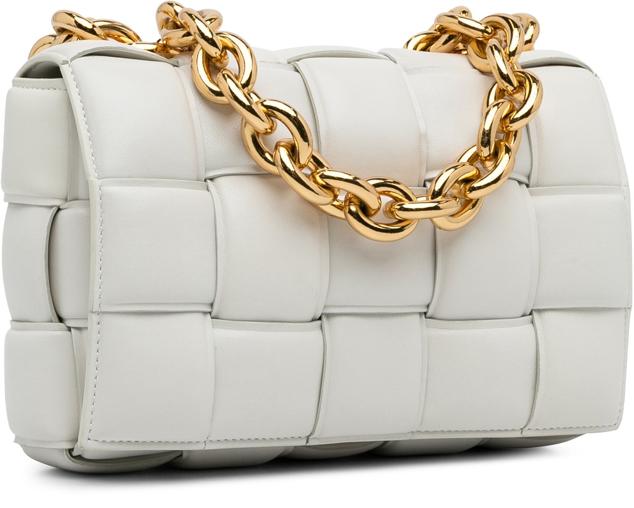 Bottega Veneta Nappa Intrecciato Padded Chain Cassette Satchel Wit