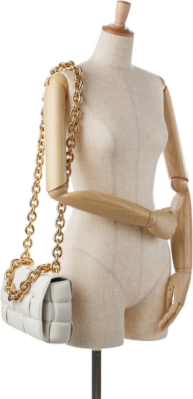 Bottega Veneta Nappa Intrecciato Padded Chain Cassette Satchel Wit