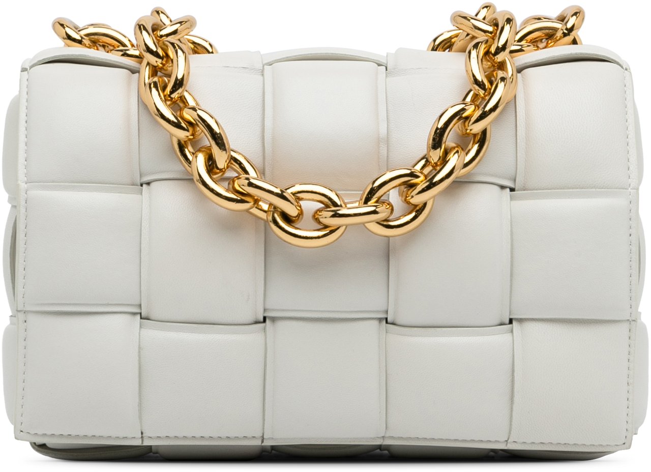 Bottega Veneta Nappa Intrecciato Padded Chain Cassette Satchel Wit