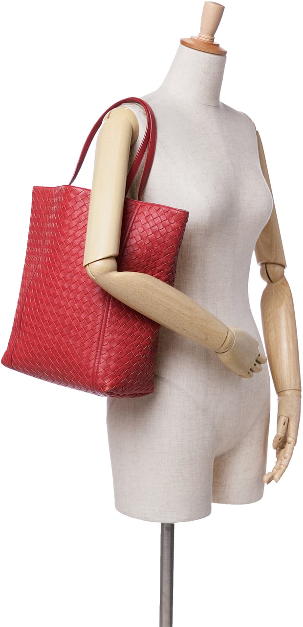 Bottega Veneta Nappa Intrecciato Tote Rood
