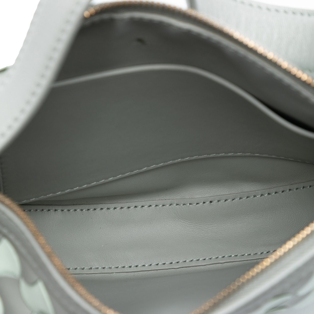 Bottega Veneta Mini Leather Intrecciato Sunrise Hobo Grijs