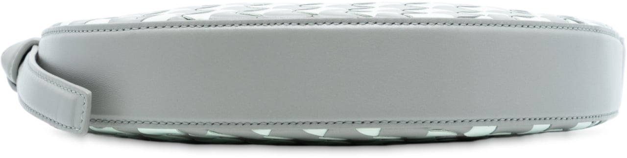 Bottega Veneta Mini Leather Intrecciato Sunrise Hobo Grijs