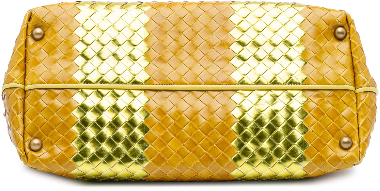 Bottega Veneta Leather Intrecciato Tote Geel
