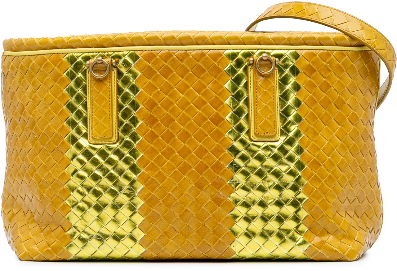 Bottega Veneta Leather Intrecciato Tote Geel