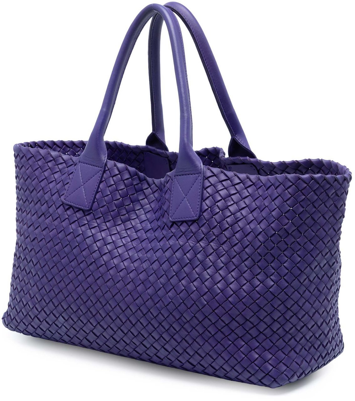 Bottega Veneta Medium Lambskin Intreccio Cabat Tote Paars