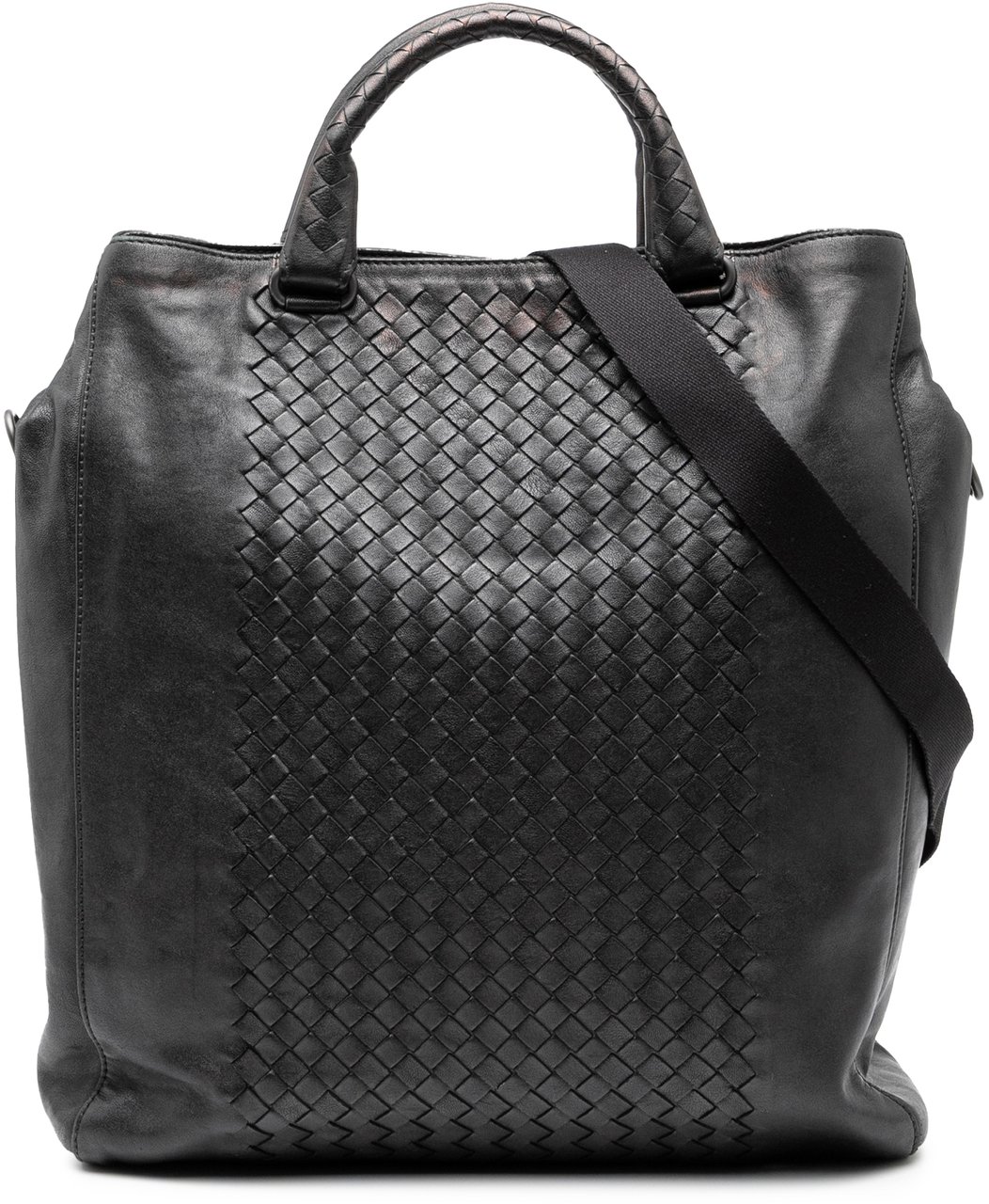 Bottega Veneta Nappa Intrecciato Vertical Convertible Satchel Zwart