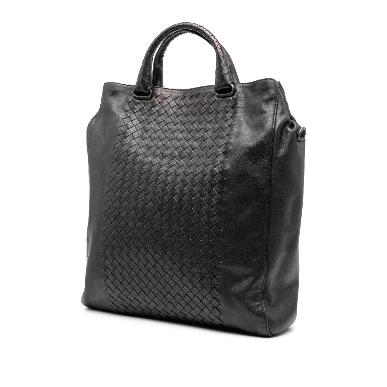 Bottega Veneta Nappa Intrecciato Vertical Convertible Satchel Zwart
