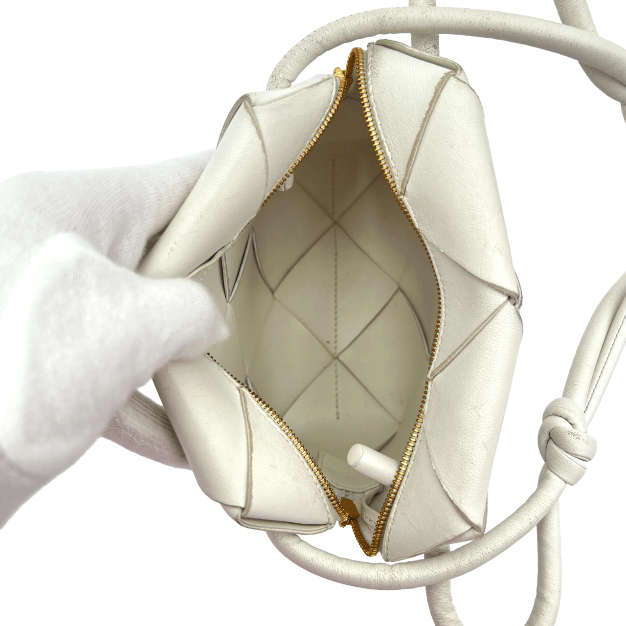 Bottega Veneta Bottega Veneta Mini Cassette - Off White Wit