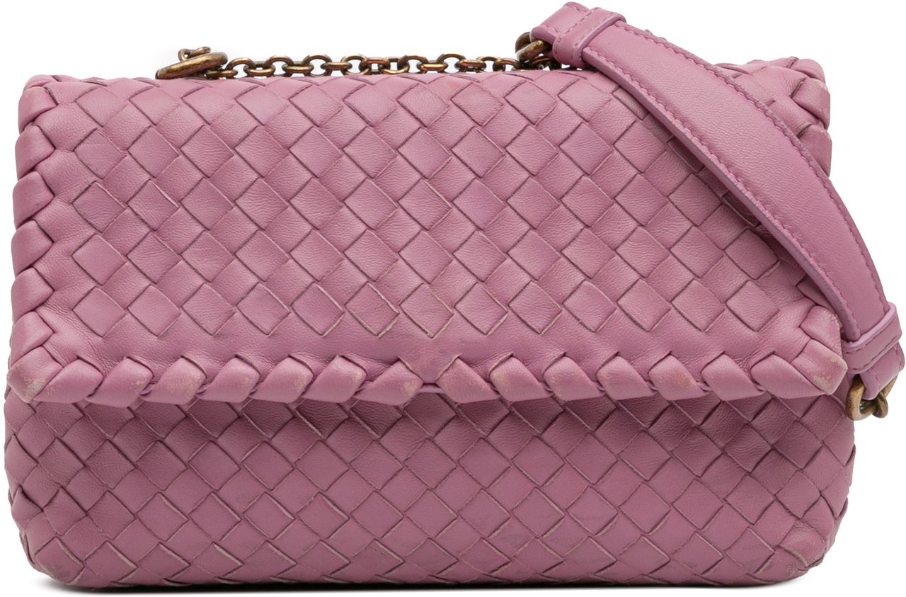 Bottega Veneta Baby Nappa Intrecciato Olimpia Crossbody Roze