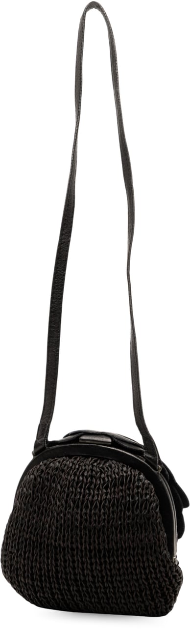 Bottega Veneta Woven Leather Floral Shoulder Bag Zwart