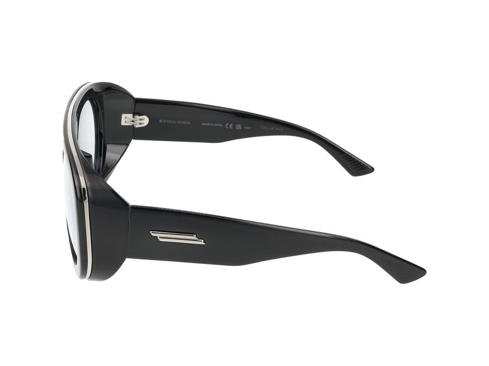 Bottega Veneta Black Metallic Accents Bold Oversized Sunglasses Wit