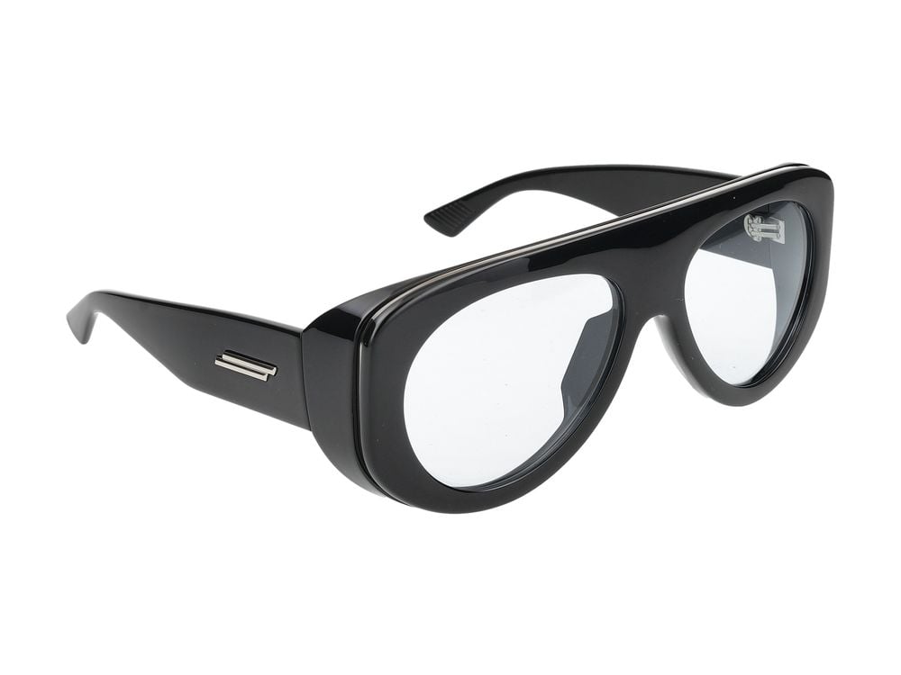 Bottega Veneta Black Metallic Accents Bold Oversized Sunglasses Wit