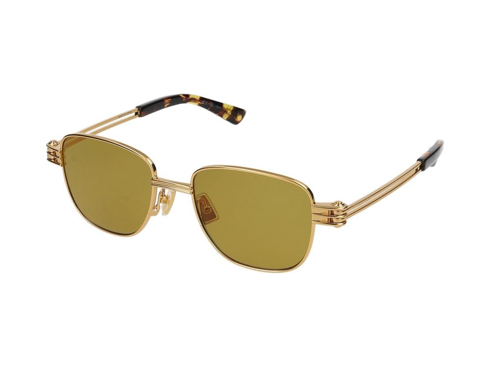 Bottega Veneta Gold Yellow-Tinted Lenses Square Metal Sunglasses Goud