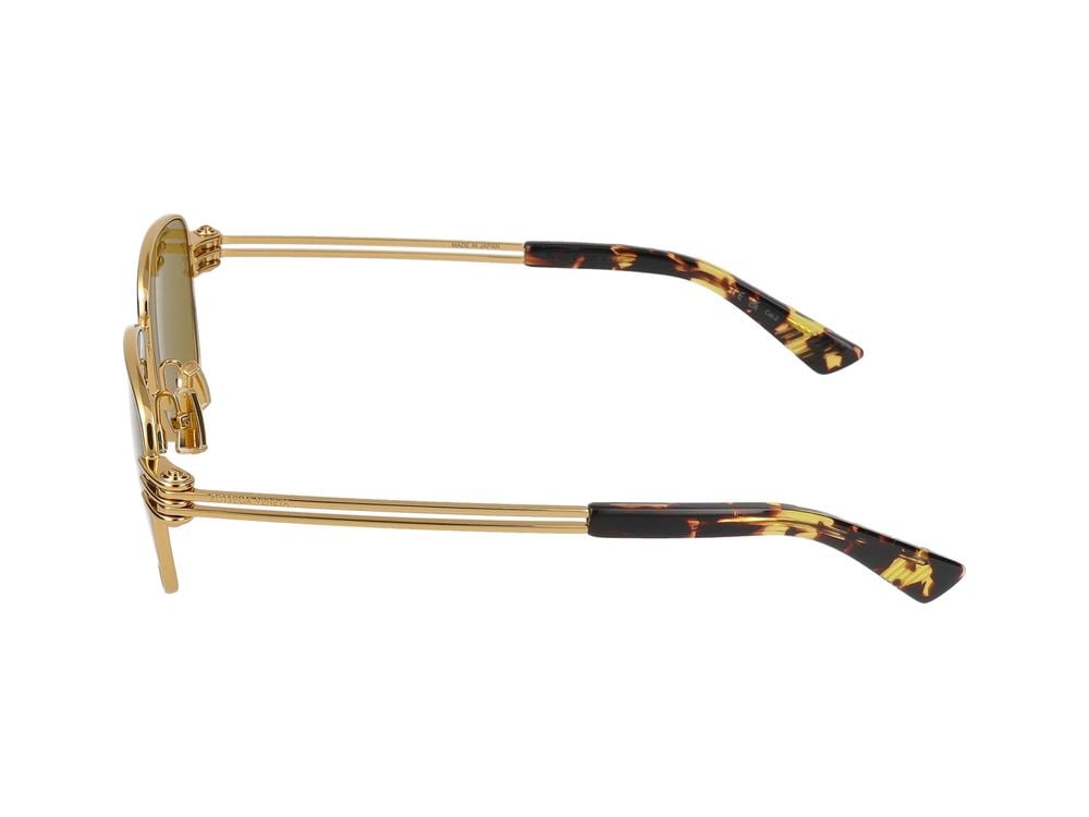 Bottega Veneta Gold Yellow-Tinted Lenses Square Metal Sunglasses Goud