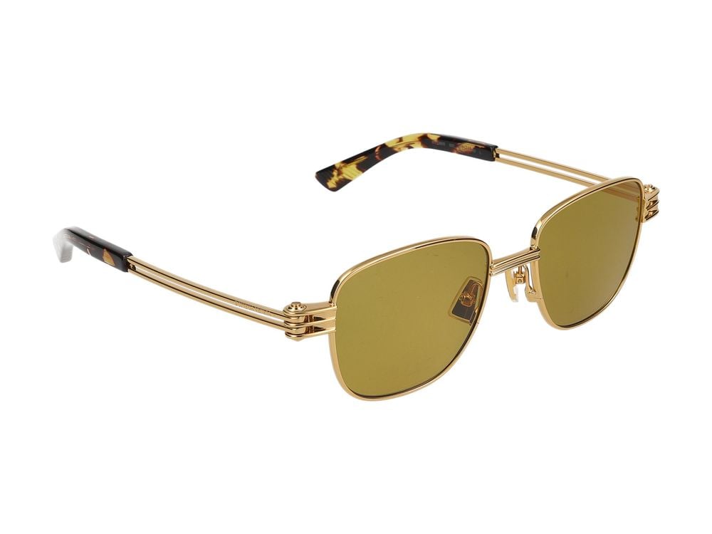 Bottega Veneta Gold Yellow-Tinted Lenses Square Metal Sunglasses Goud