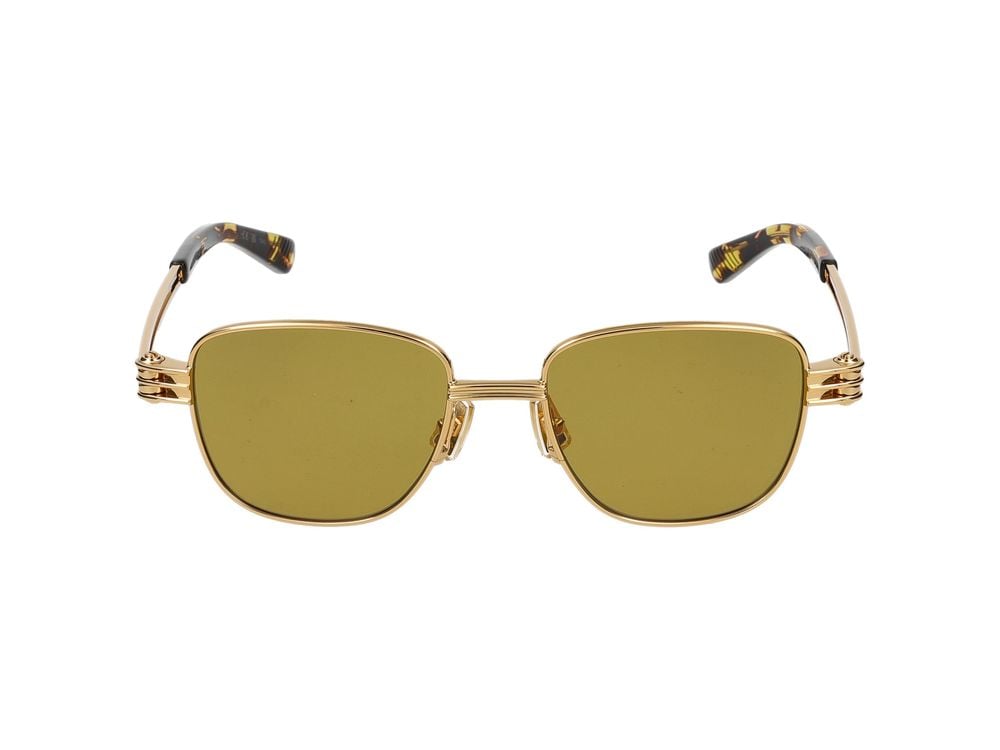 Bottega Veneta Gold Yellow-Tinted Lenses Square Metal Sunglasses Goud