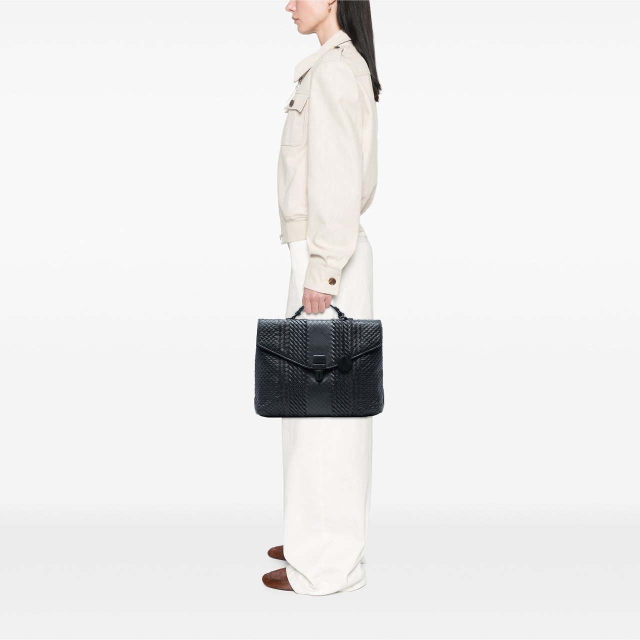 Bottega Veneta Nappa Intrecciato Briefcase Zwart