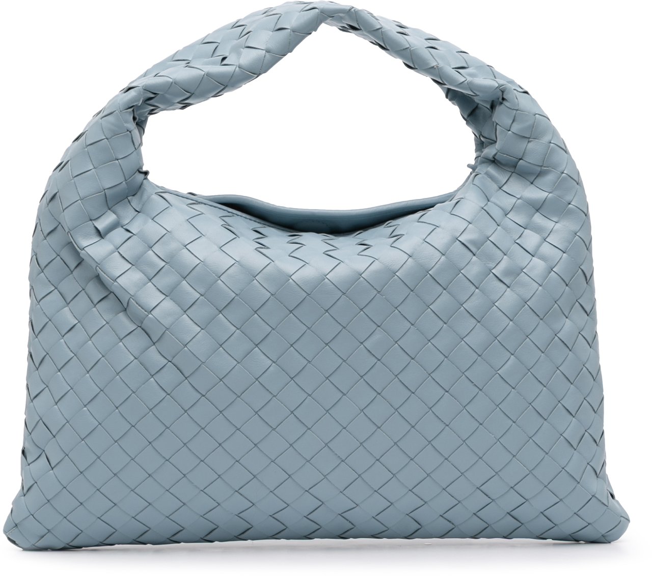 Bottega Veneta Small Calfskin Intrecciato Hop Hobo Blauw