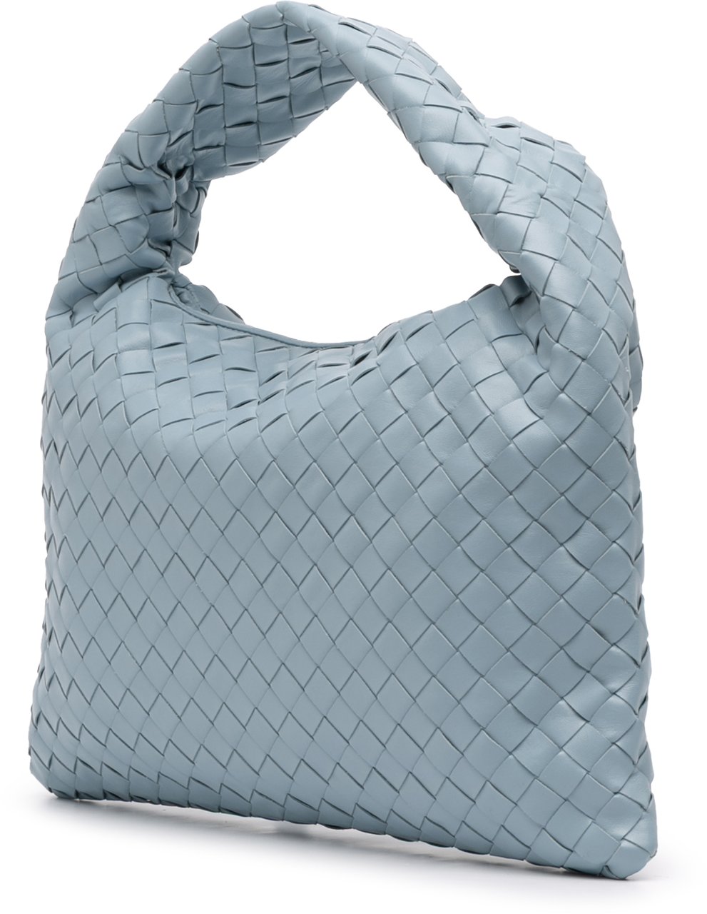 Bottega Veneta Small Calfskin Intrecciato Hop Hobo Blauw