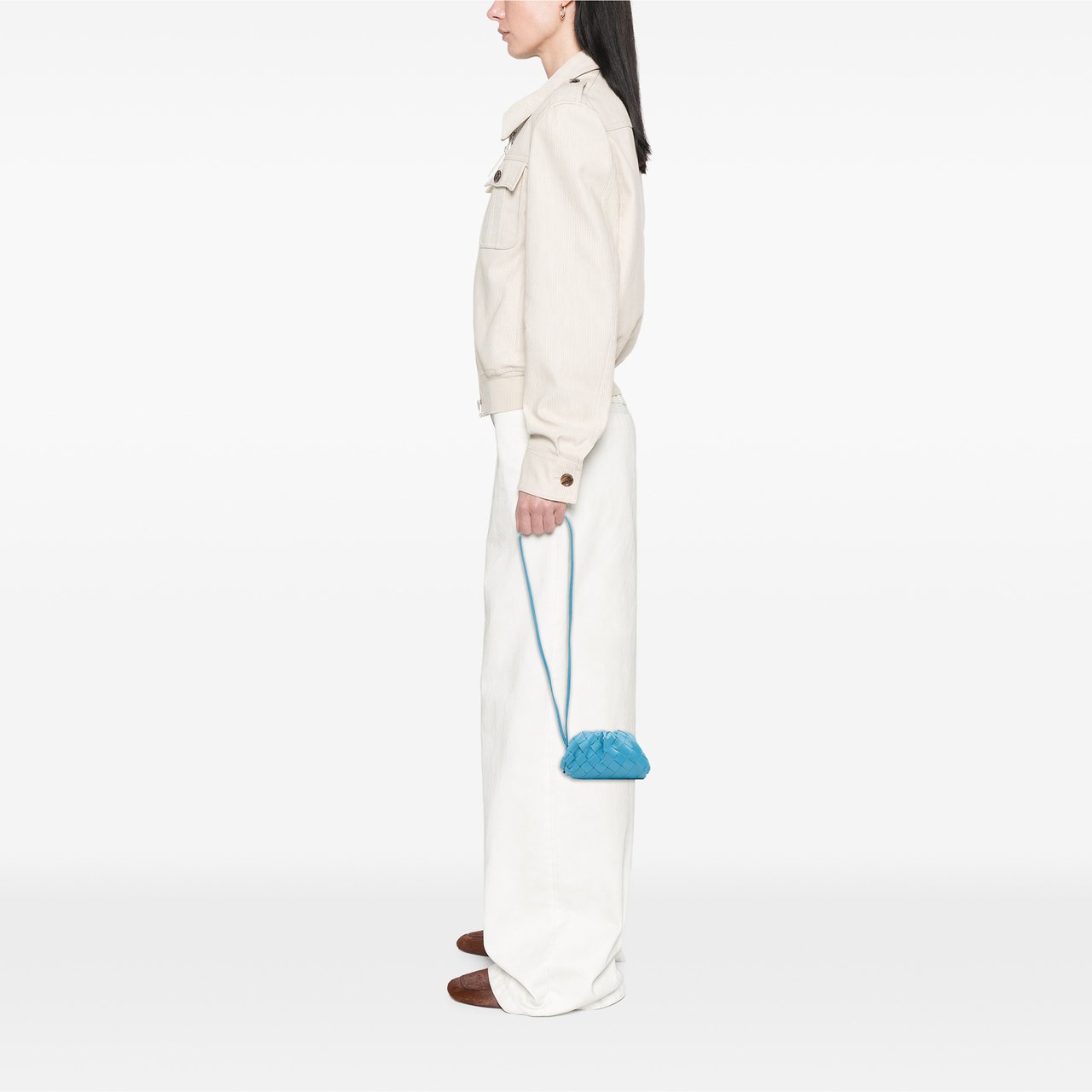 Bottega Veneta Nappa Intrecciato The Extra Mini Pouch Crossbody Blauw