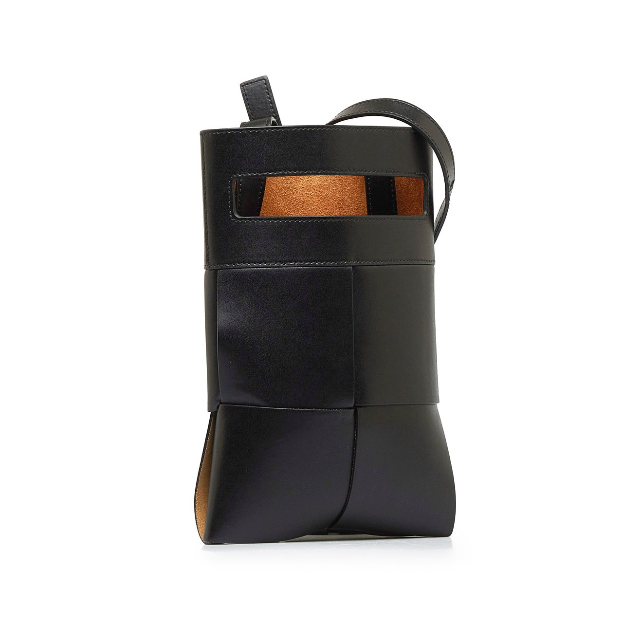 Bottega Veneta Maxi Intrecciato Cut Out Crossbody Bag Zwart