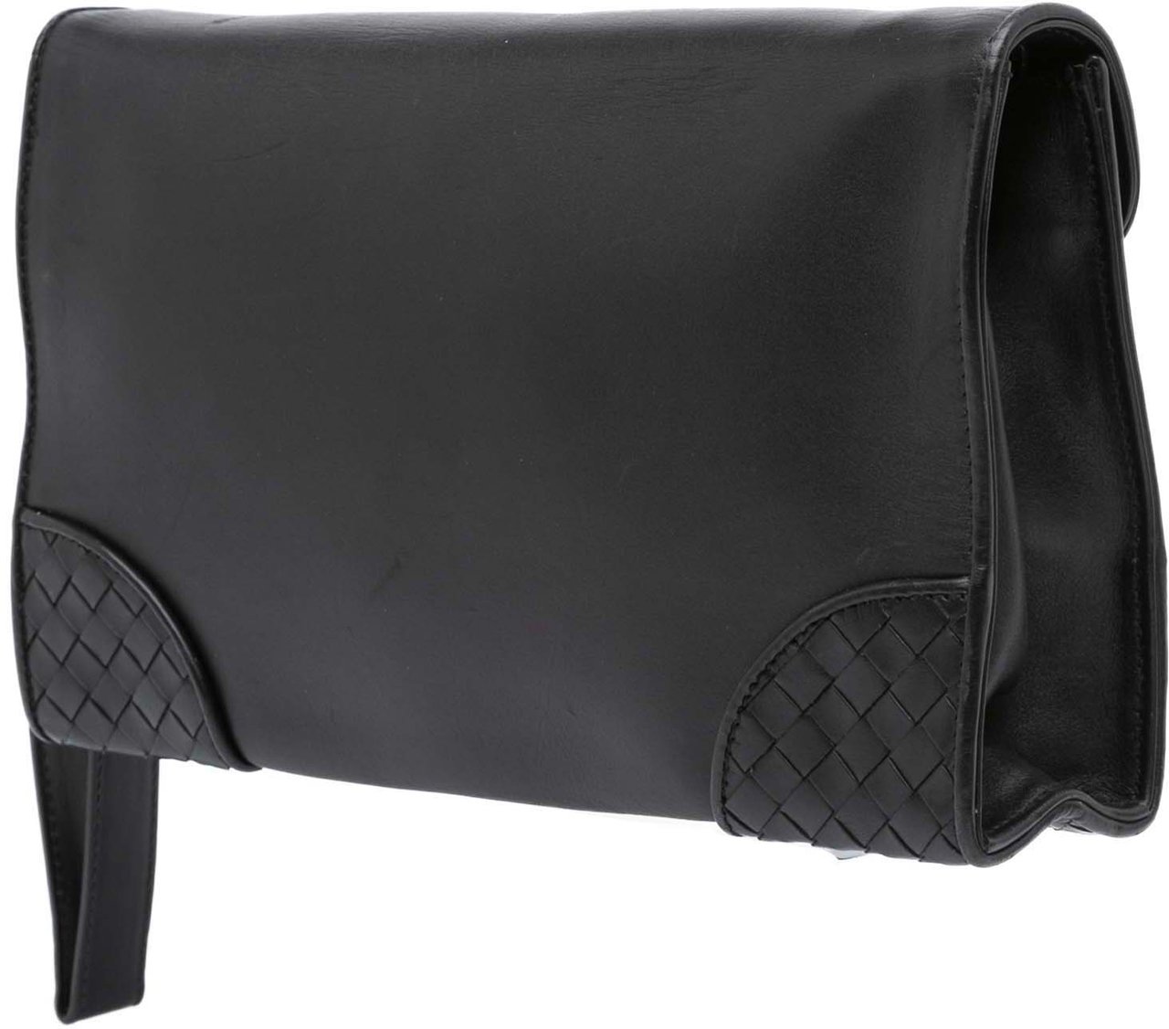 Bottega Veneta Intrecciato Trimmed Nappa Slide Lock Clutch Zwart