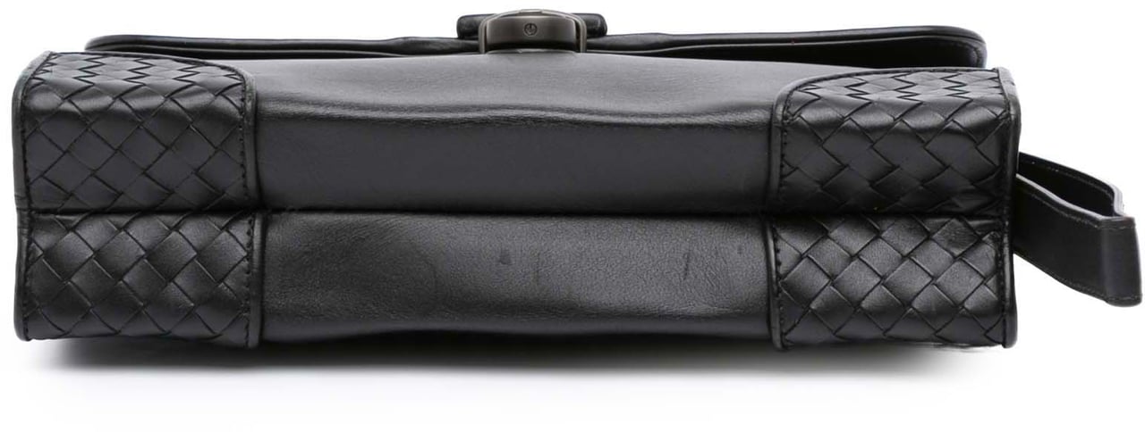 Bottega Veneta Intrecciato Trimmed Nappa Slide Lock Clutch Zwart