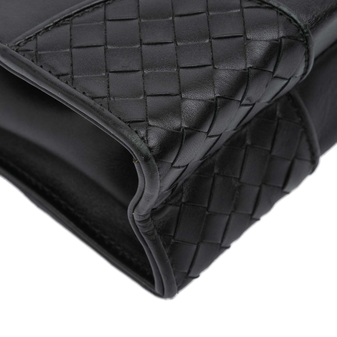 Bottega Veneta Intrecciato Trimmed Nappa Slide Lock Clutch Zwart