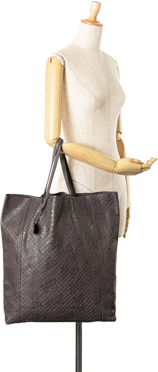 Bottega Veneta Leather Intrecciomirage Butterfly Tote Bruin