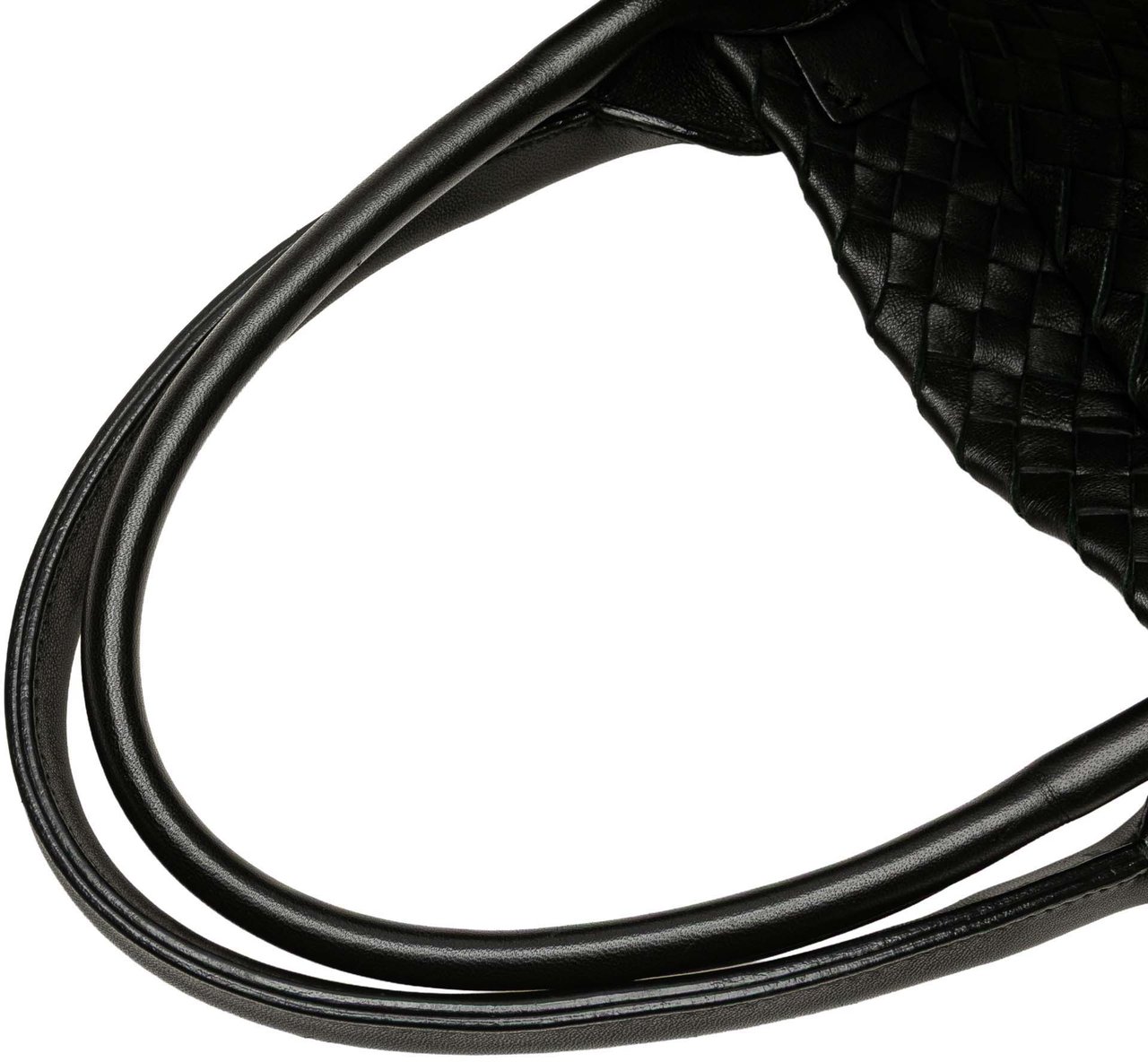 Bottega Veneta Medium Lambskin Intreccio Cabat Tote Zwart